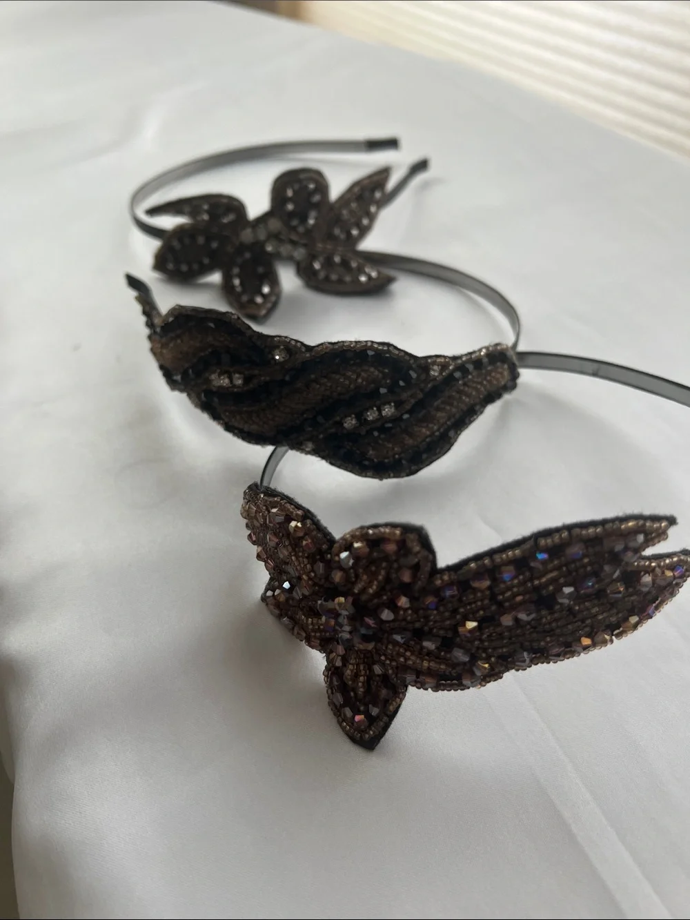 Black and Brown Beaded Butterfly Headband - Women's Hair Accessory Set of 3